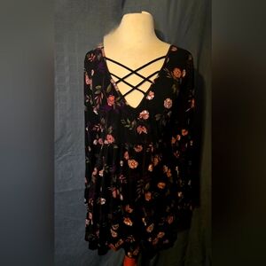 Floral long sleeve tunic top